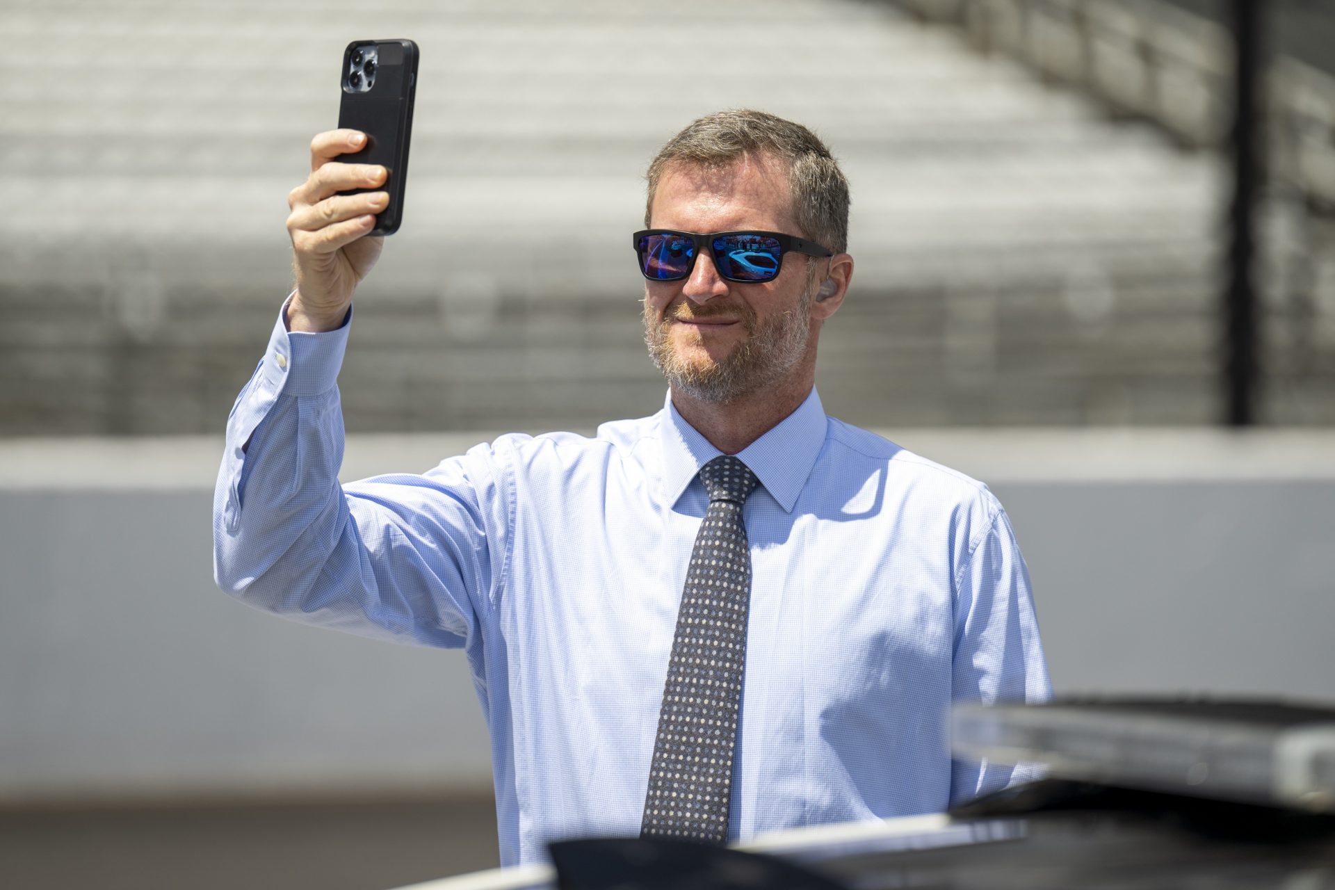 Dale Earnhardt Jr. before the Verizon 200 at the Indianapolis Motor Speedway Road Course.