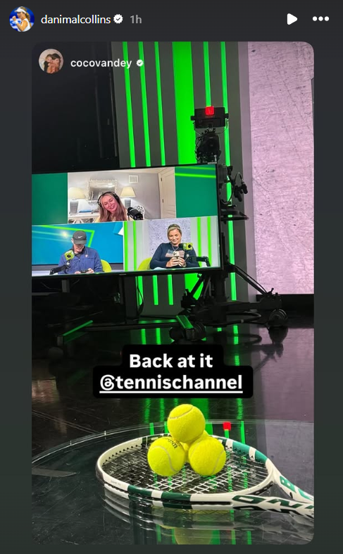 Screenshot from Danielle Collins' Instagram story