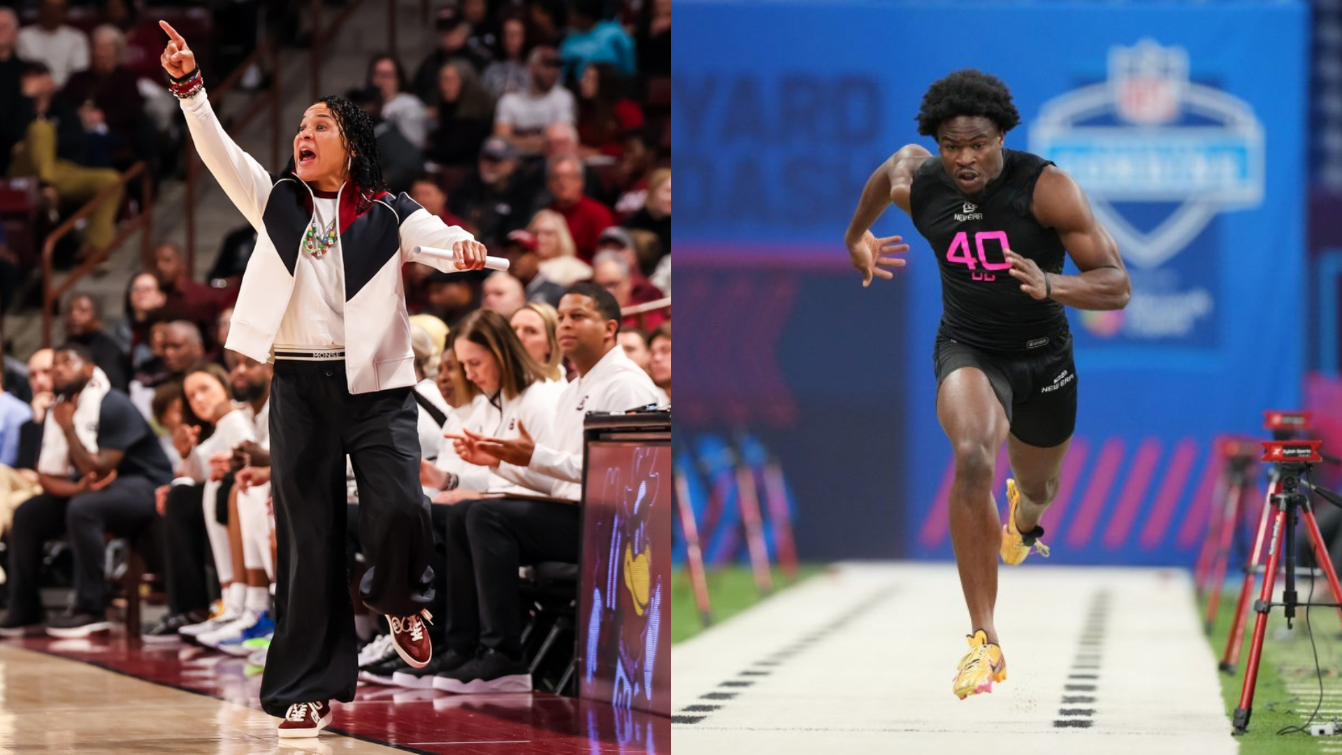 Dawn Staley and Nick Emmanwori. - Source: Imagn