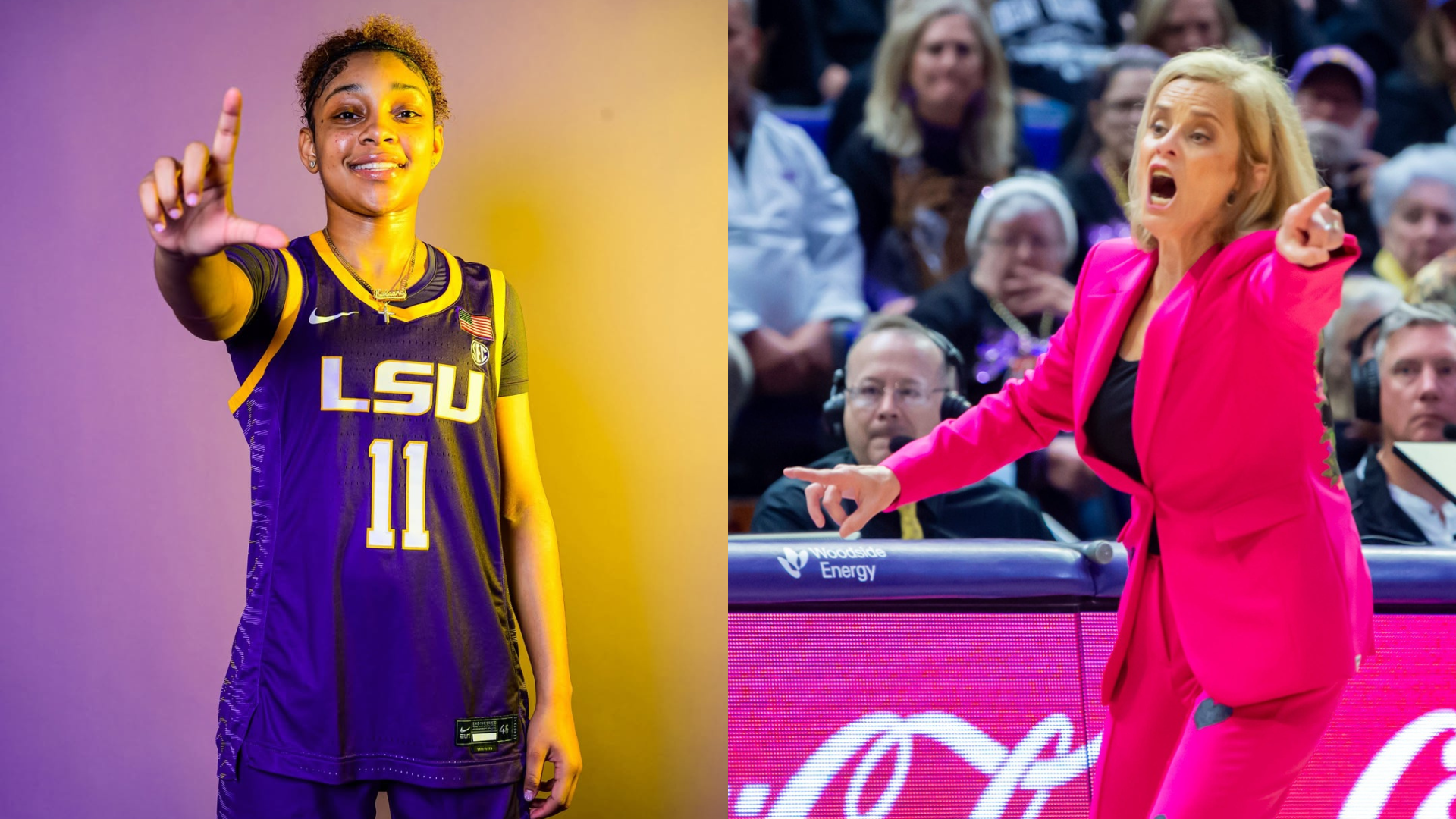 Kim Mulkey and Kaleena Smith. - Source: Imagn, https://www.instagram.com/p/DU1UKbqD-sw/?hl=en&img_index=3