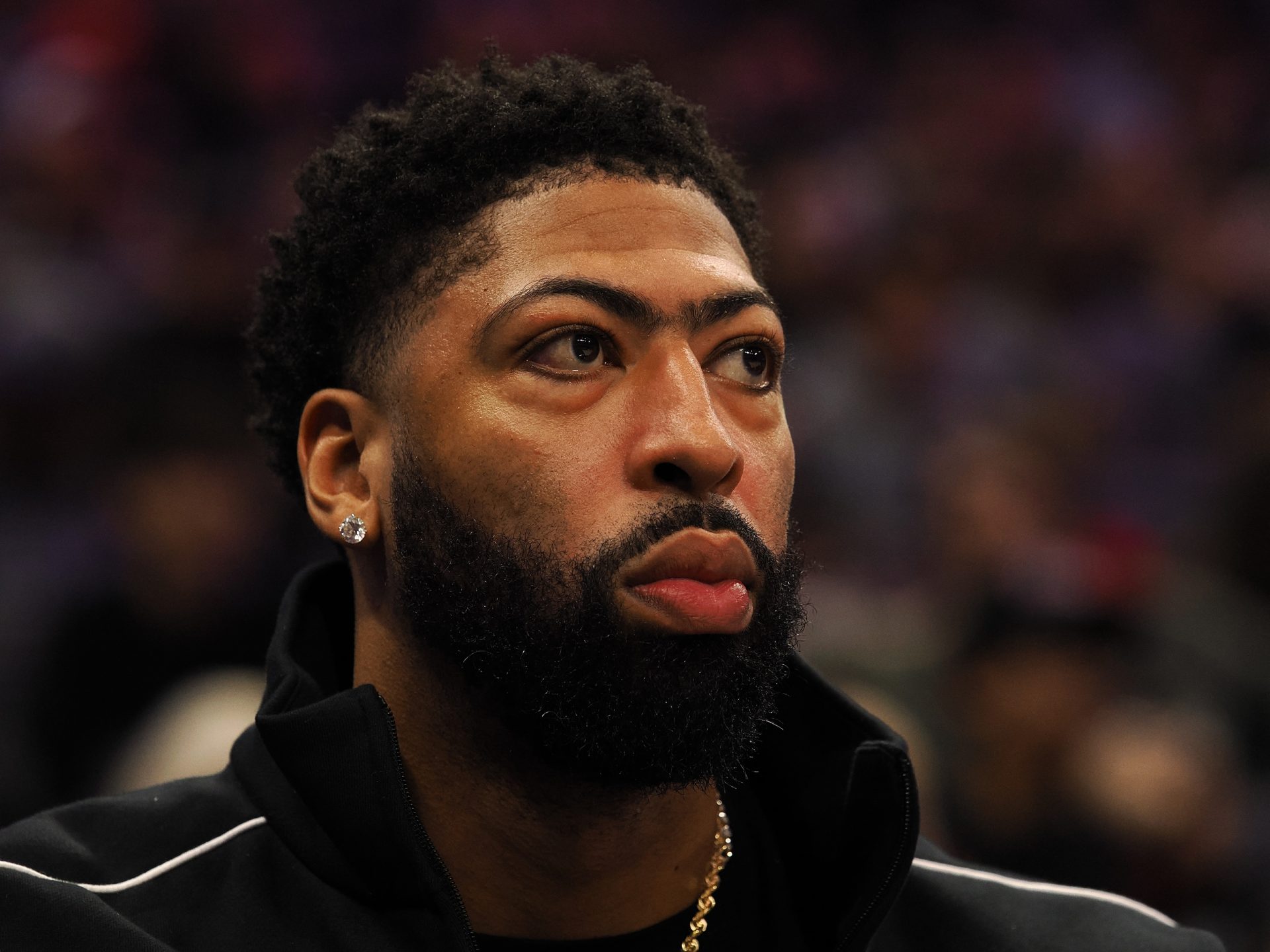 Dallas Mavericks forward/center Anthony Davis (3) on the bench against the Sacramento Kings during the second quarter at Golden 1 Center.