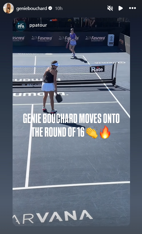 Screenshot from Eugenie Bouchard's Instagram story