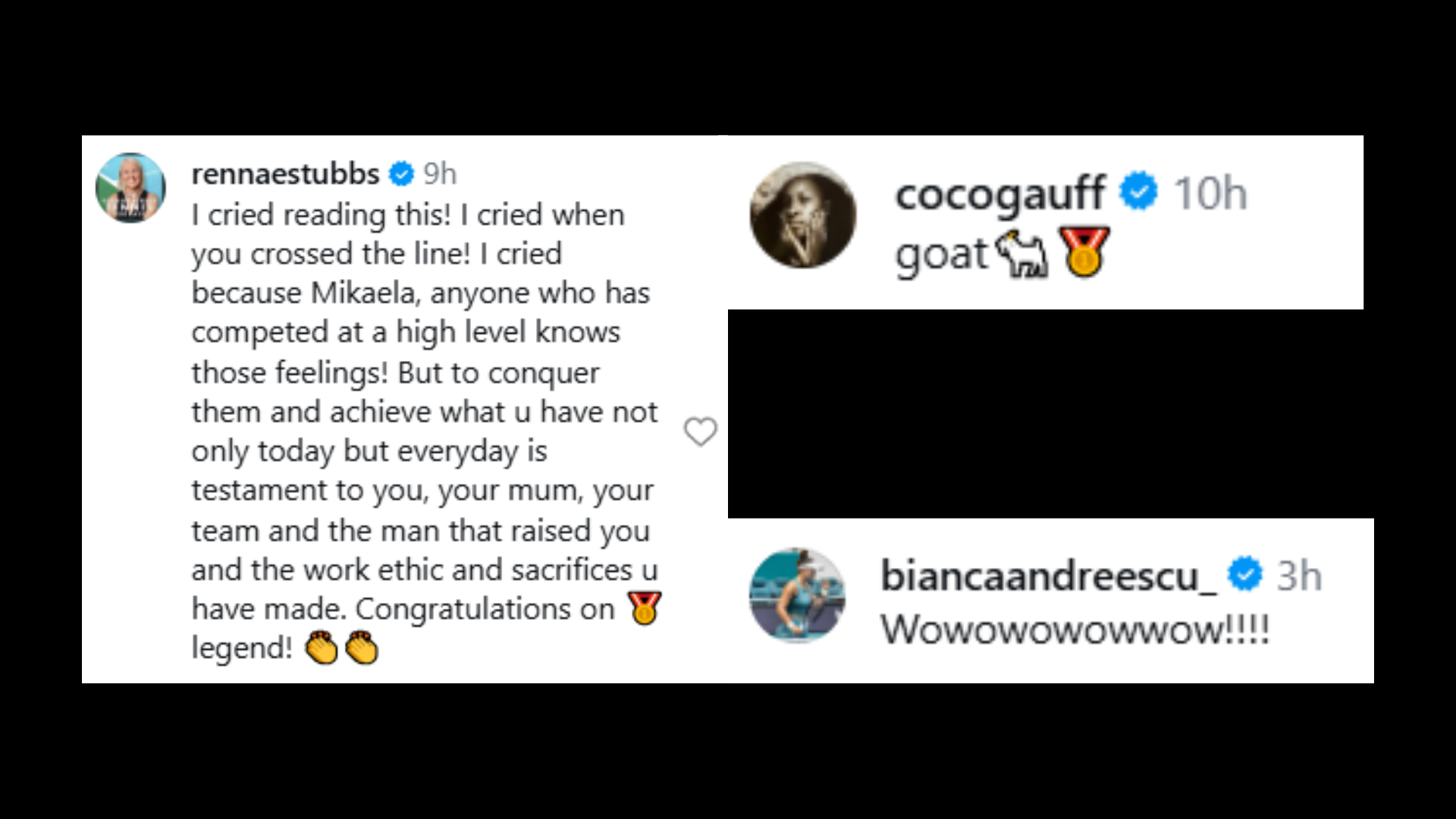 Screenshot of comments from the Instagram post