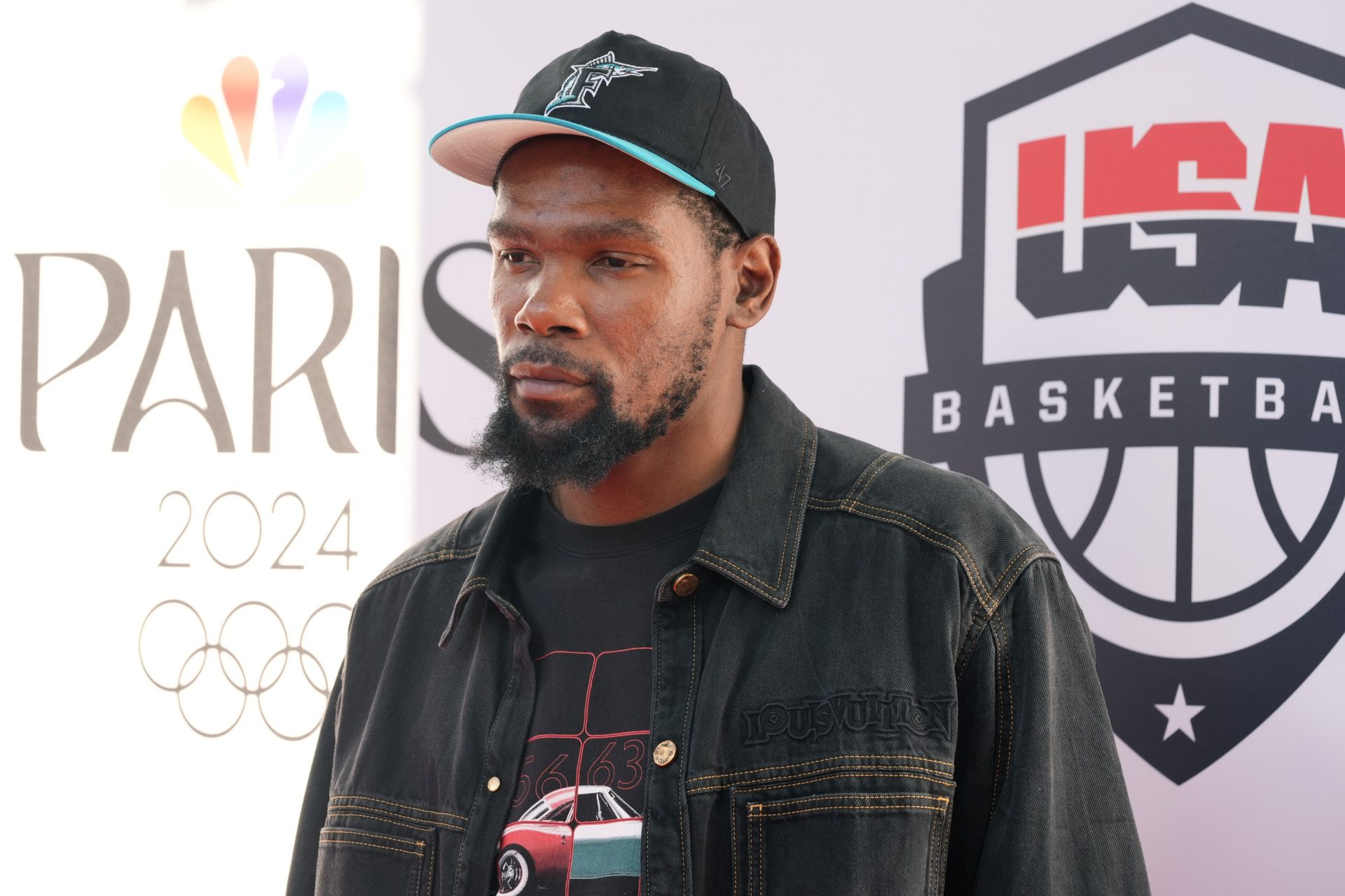 United States guard Kevin Durant poses for a photograph during the Paris 2024 Olympic Summer Games at Team USA House - Source: USA TODAY Sports