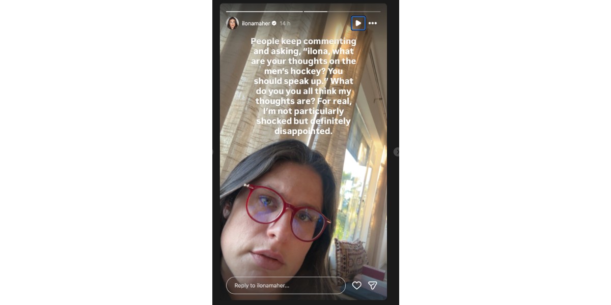 Ilona Maher Instagram story about men's hockey team and Donald Trump controversy (Image via Instagram/ ilonamaher)