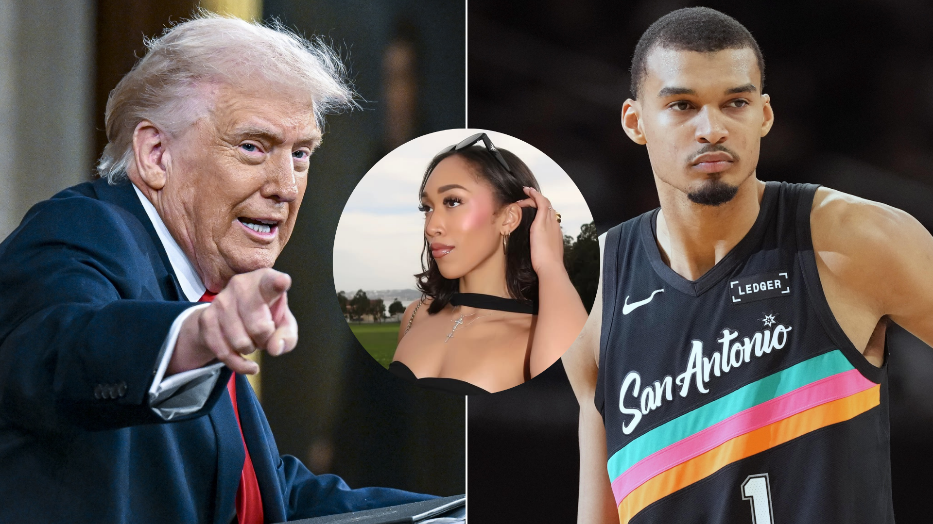 Victor Wembanyama, Donald Trump and Mariah Rose (Images via Imagn and Instagram/@mariahcrose)