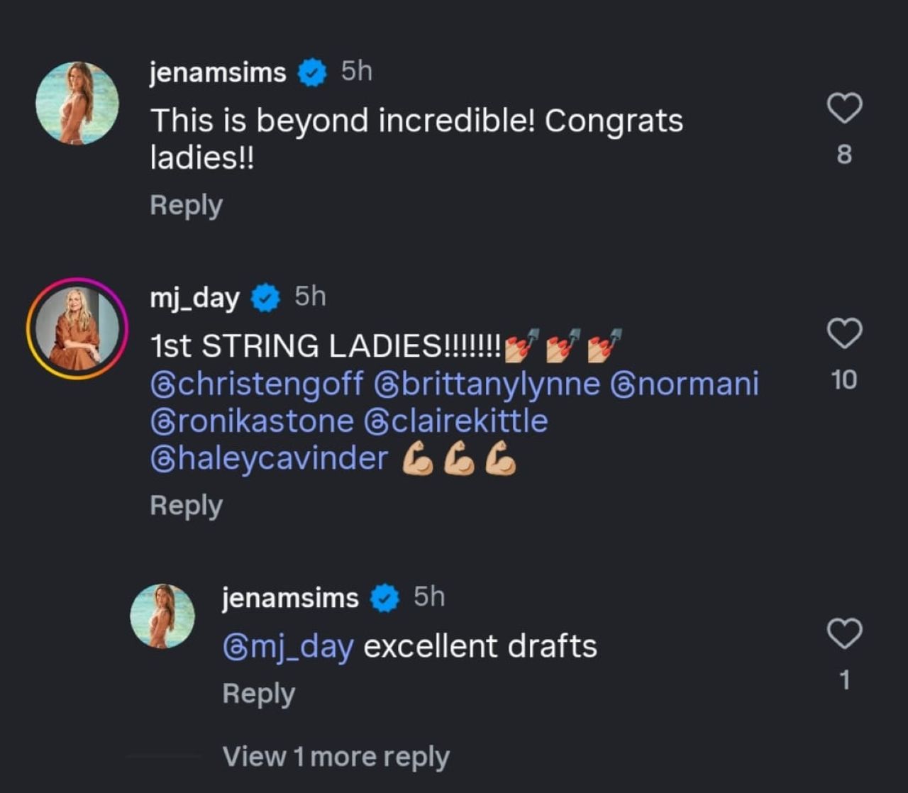 Screenshot taken from the comment section of Sports Illustrated Instagram post