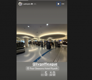 John Catlin reaches Riyadh for LIV Golf (image via insagram@catlinjohn)