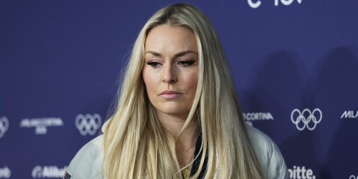Lindsey Vonn during a 2026 Winter Olympics press conference (Source: Imagn)