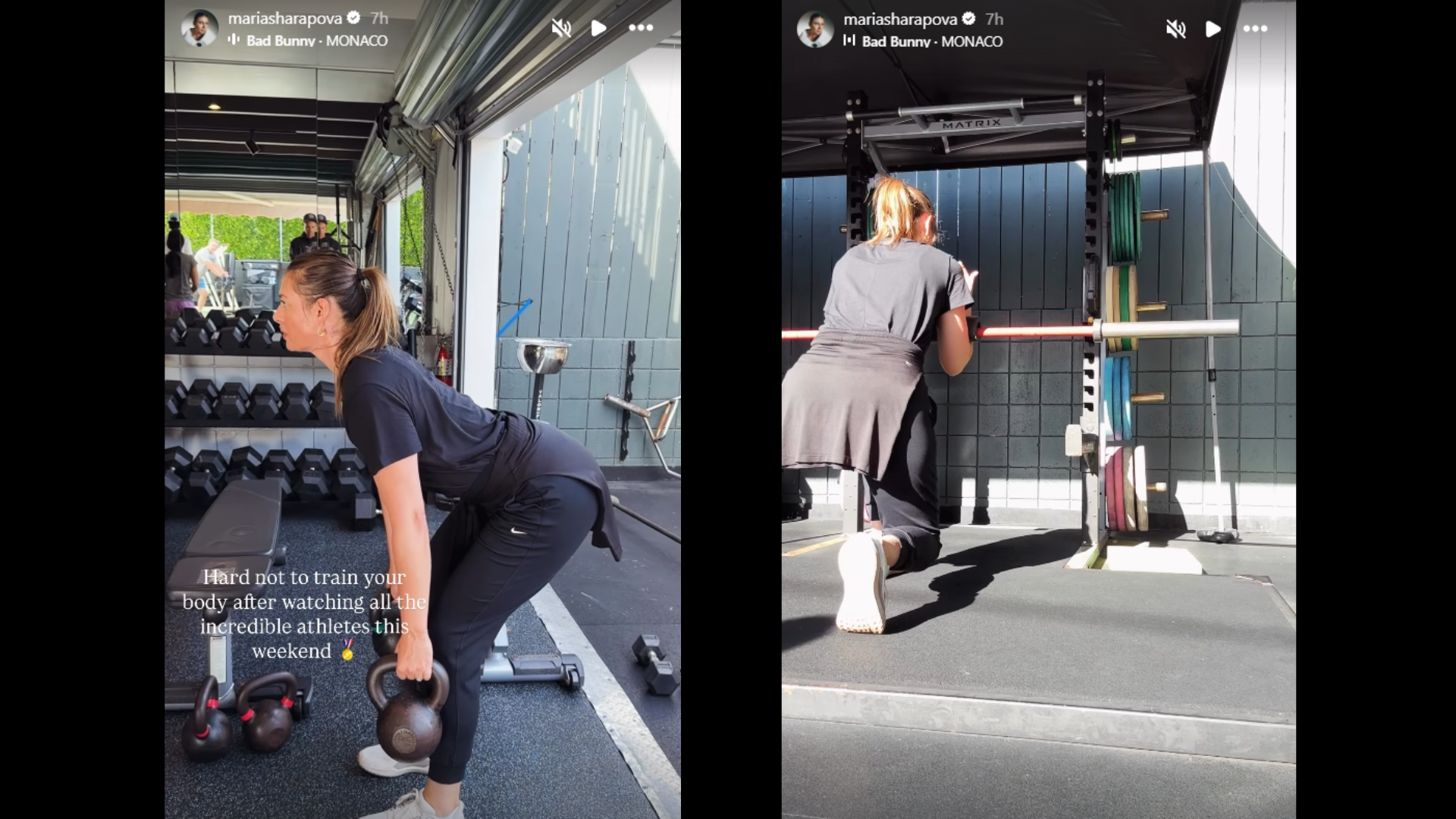 Screenshot from Maria Sharapova's Instagram story