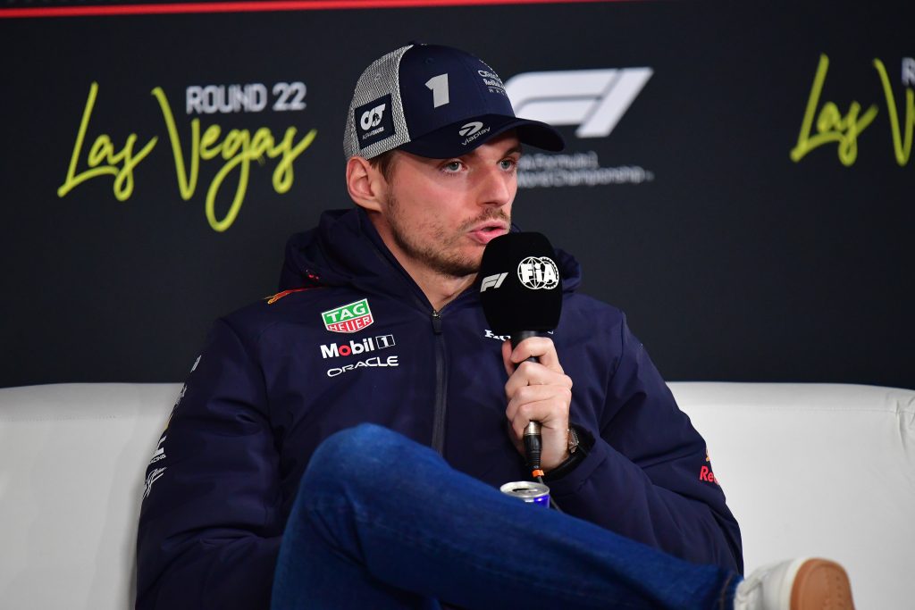 Max Verstappen at the 2025 Las Vegas Grand Prix. Mandatory Credit: Gary A. Vasquez-Imagn Images