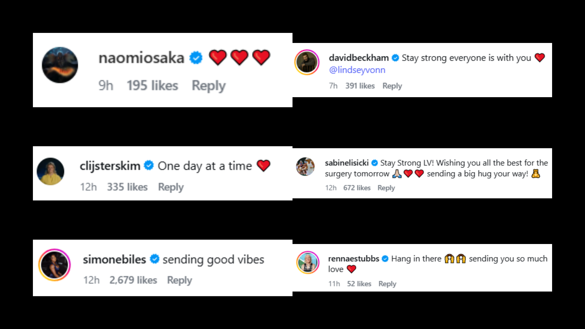 Screenshot of the comments from the Instagram post