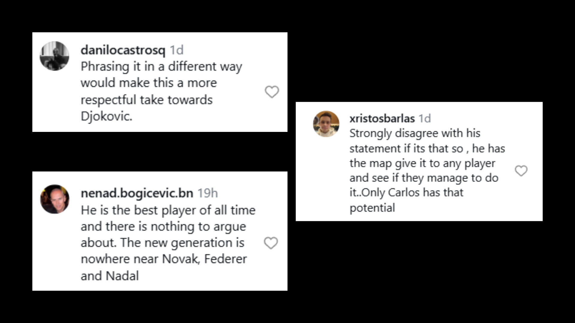 Screenshot of the comments from the Instagram post