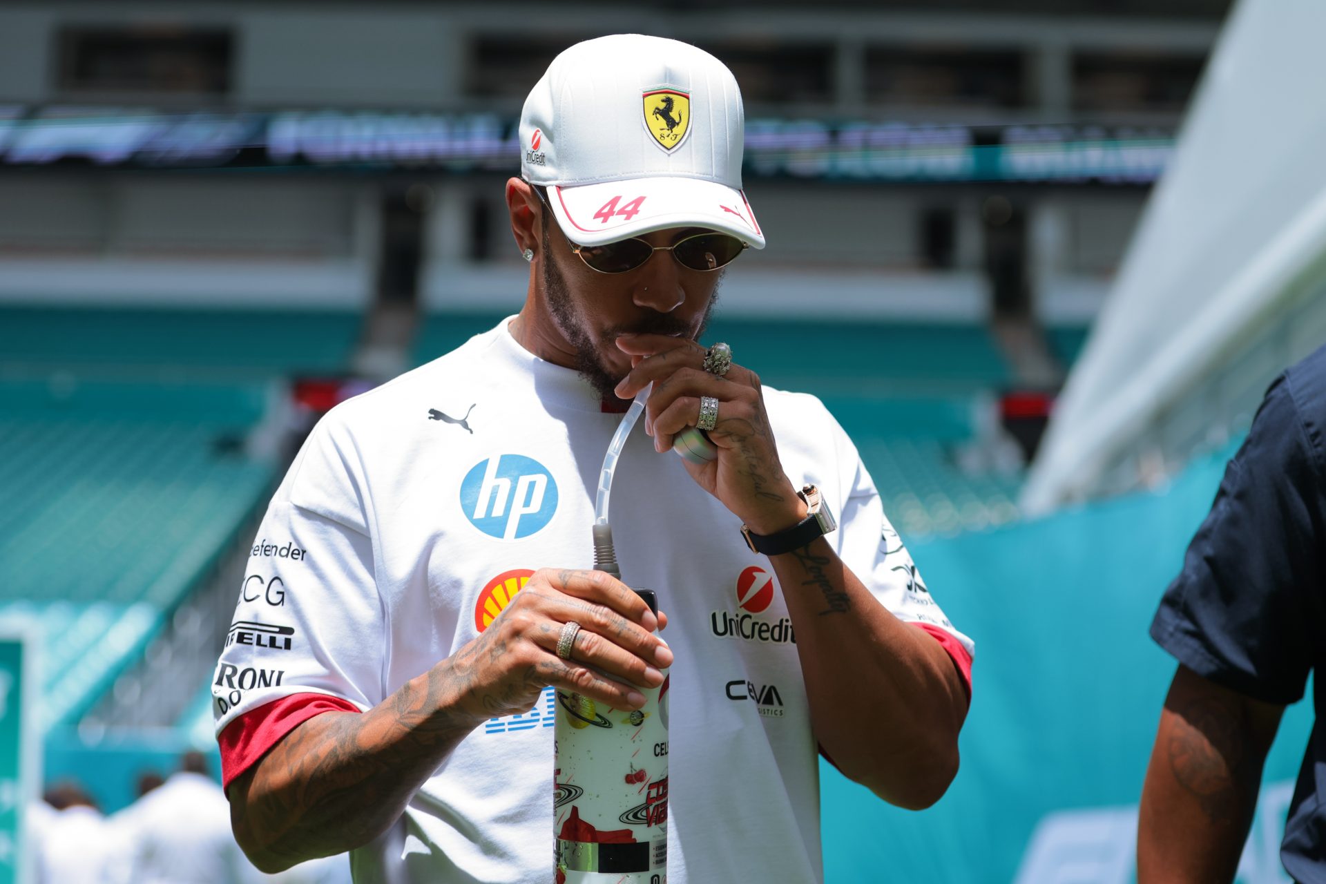 Lewis Hamilton at the 2025 Miami Grand Prix. Credit: Sam Navarro-Imagn Images