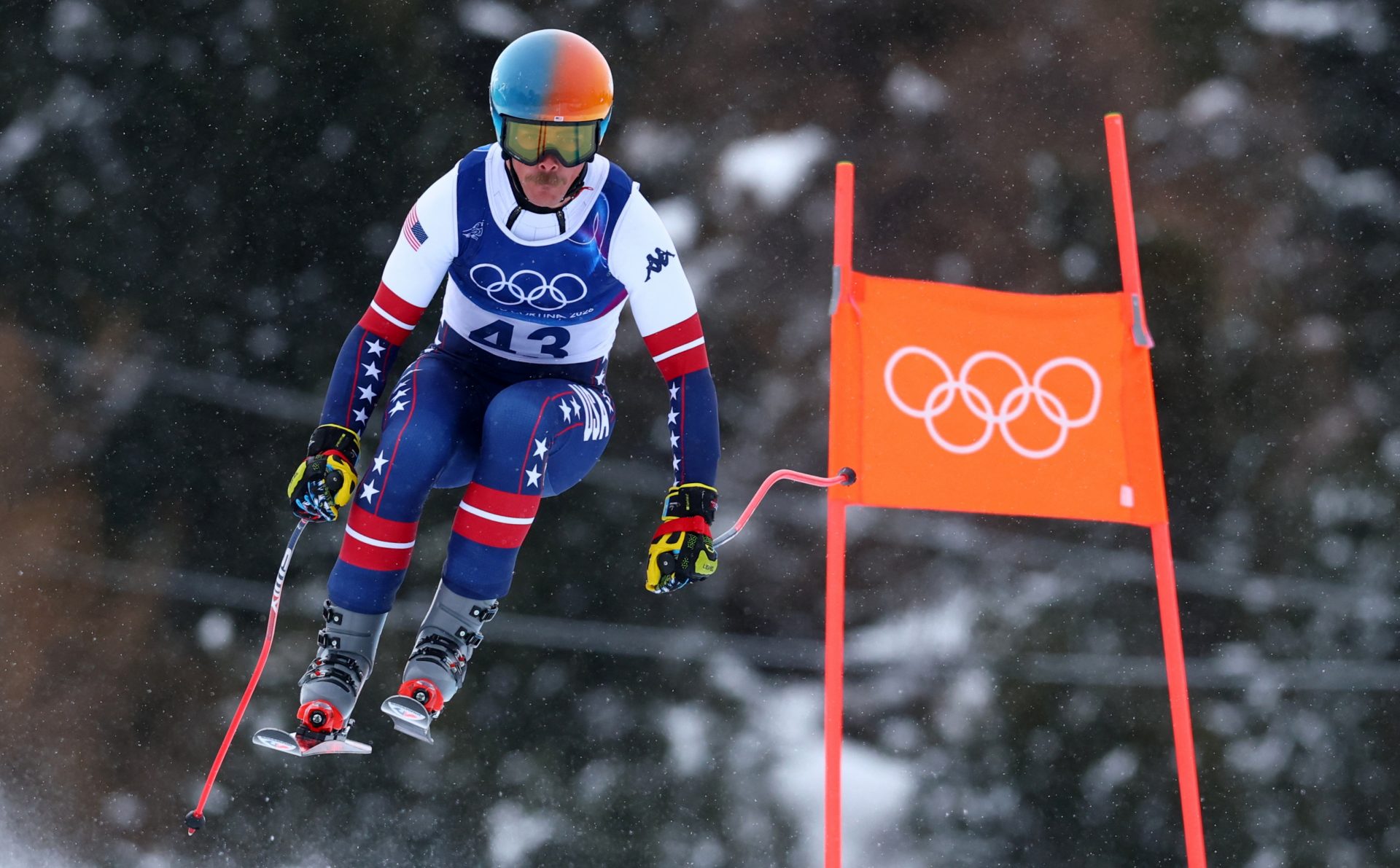 [US, Mexico & Canada customers only] Feb 4, 2026; Bormio, ITALY;   River Radamus of the United States during men's downhill training in the Milano Cortina 2026 Olympic Winter Games at Stelvio Ski Centre.