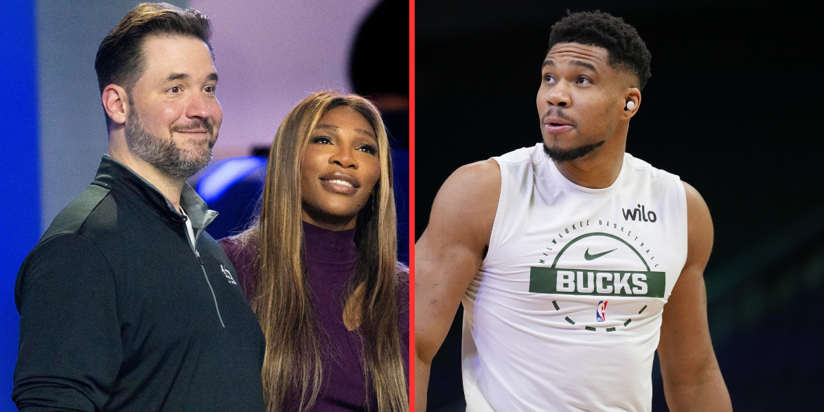 Alexis Ohanian and Serena Williams (left), Giannis Antetokounmpo (right), Sources: Imagn