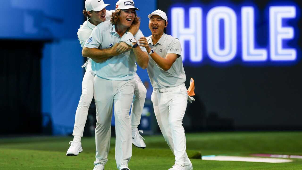 Neal Shipley makes hole in one at Tiger Woods' TGL (Image via Getty)
