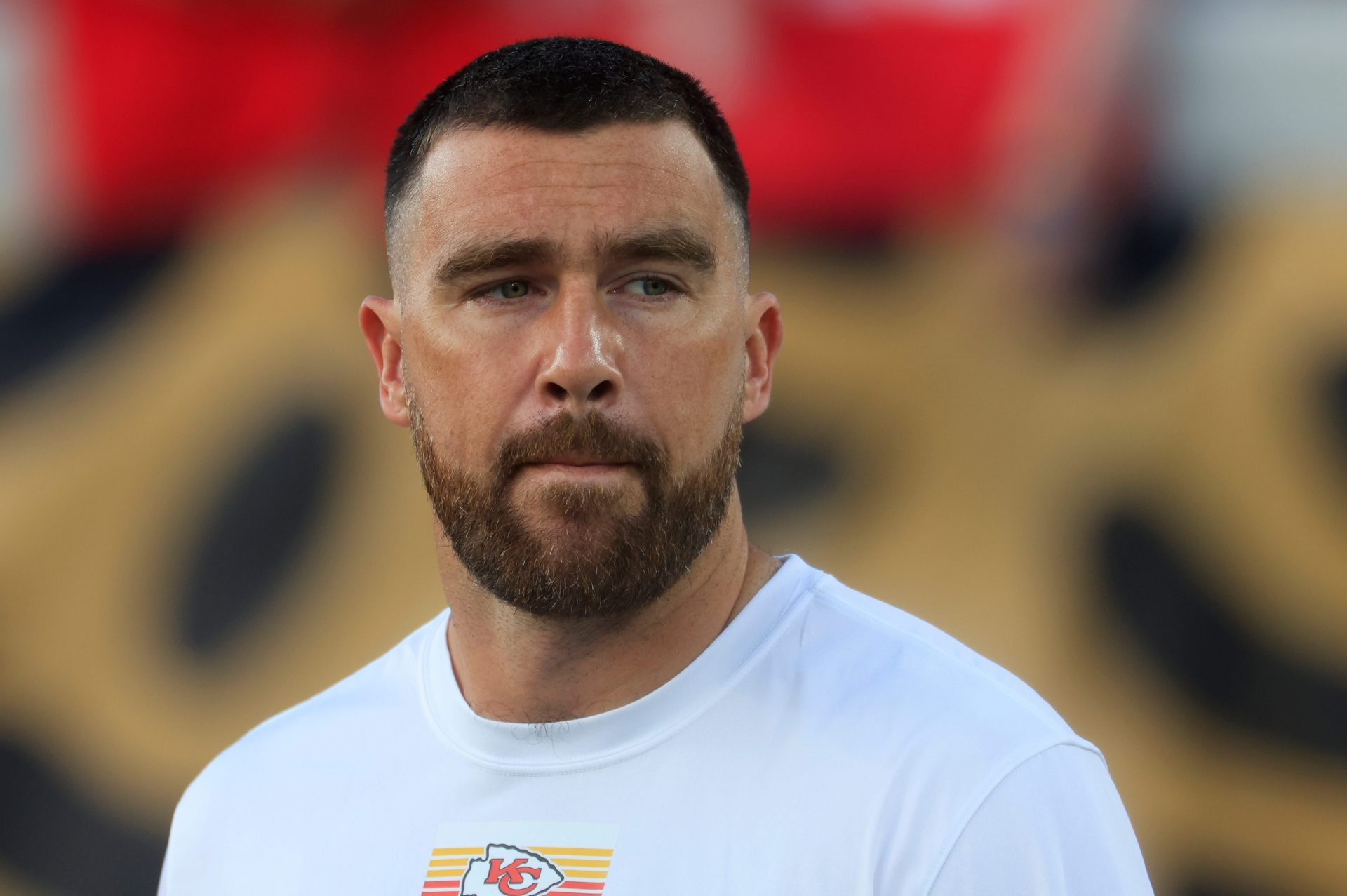 Kansas City Chiefs tight end Travis Kelce (87) walks on the field before an NFL football matchup at EverBank Stadium, Monday, Oct. 6, 2025, in Jacksonville, Fla. [Corey Perrine/Florida Times-Union]