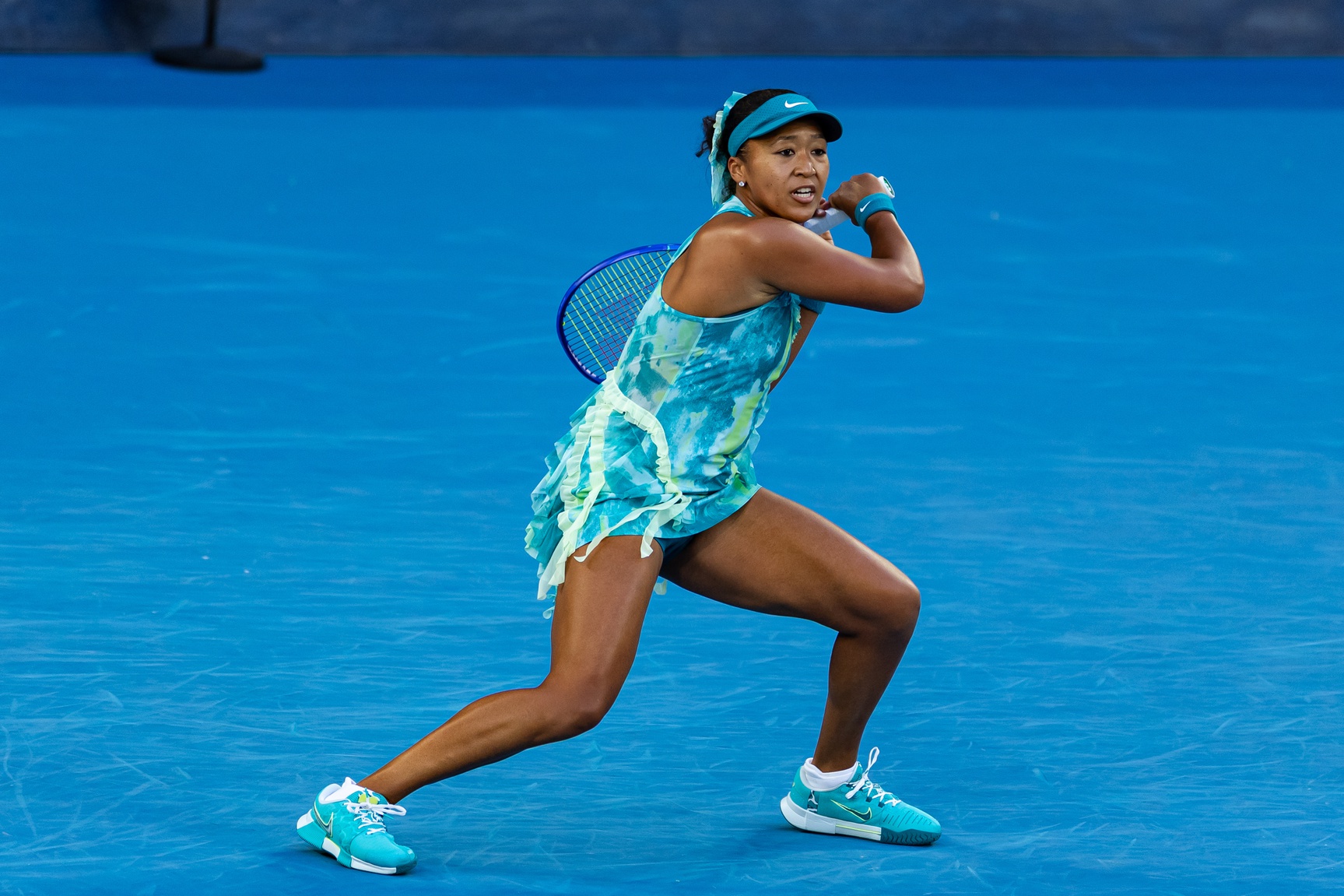 Naomi Osaka of Japan in action against Sorana Cirstea of Romania in the second round of the womens singles at the Australian Open at Margaret Court Arena in Melbourne Park.