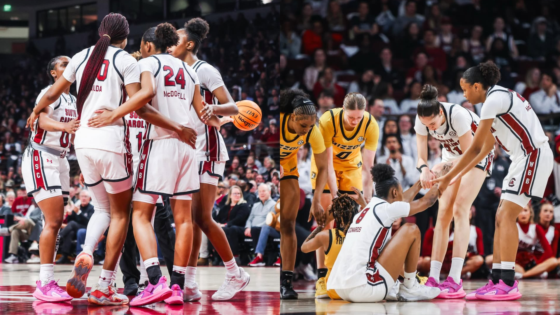 The South Carolina Gamecocks taking on the Missouri Tigers - (Image via Instagram/gamecockwbb)