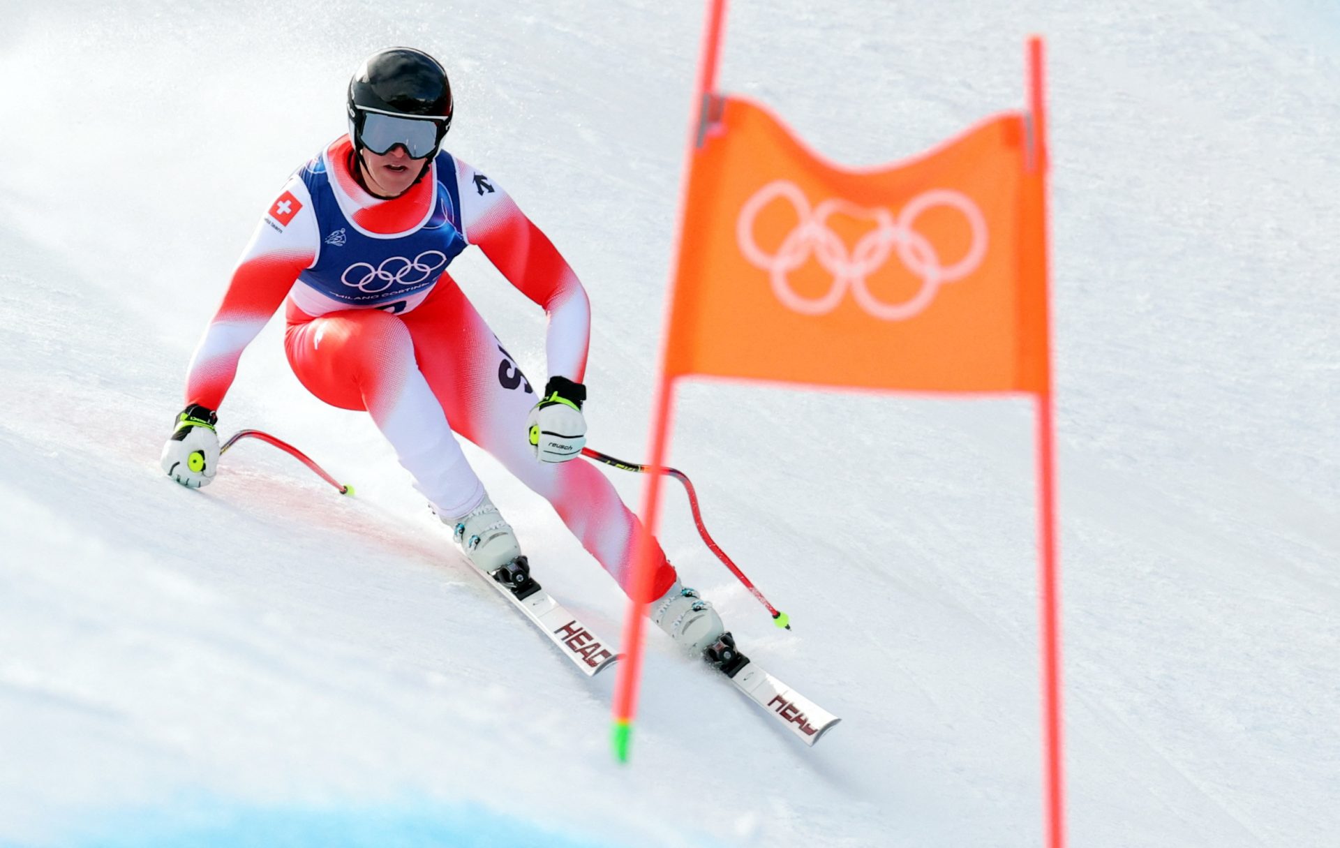 [US, Mexico & Canada customers only] Feb 7, 2026; Bormio, ITALY; Franjo von Allmen of Switzerland in the men's downhill alpine skiing race in the Milano Cortina 2026 Olympic Winter Games at Stelvio Ski Centre.