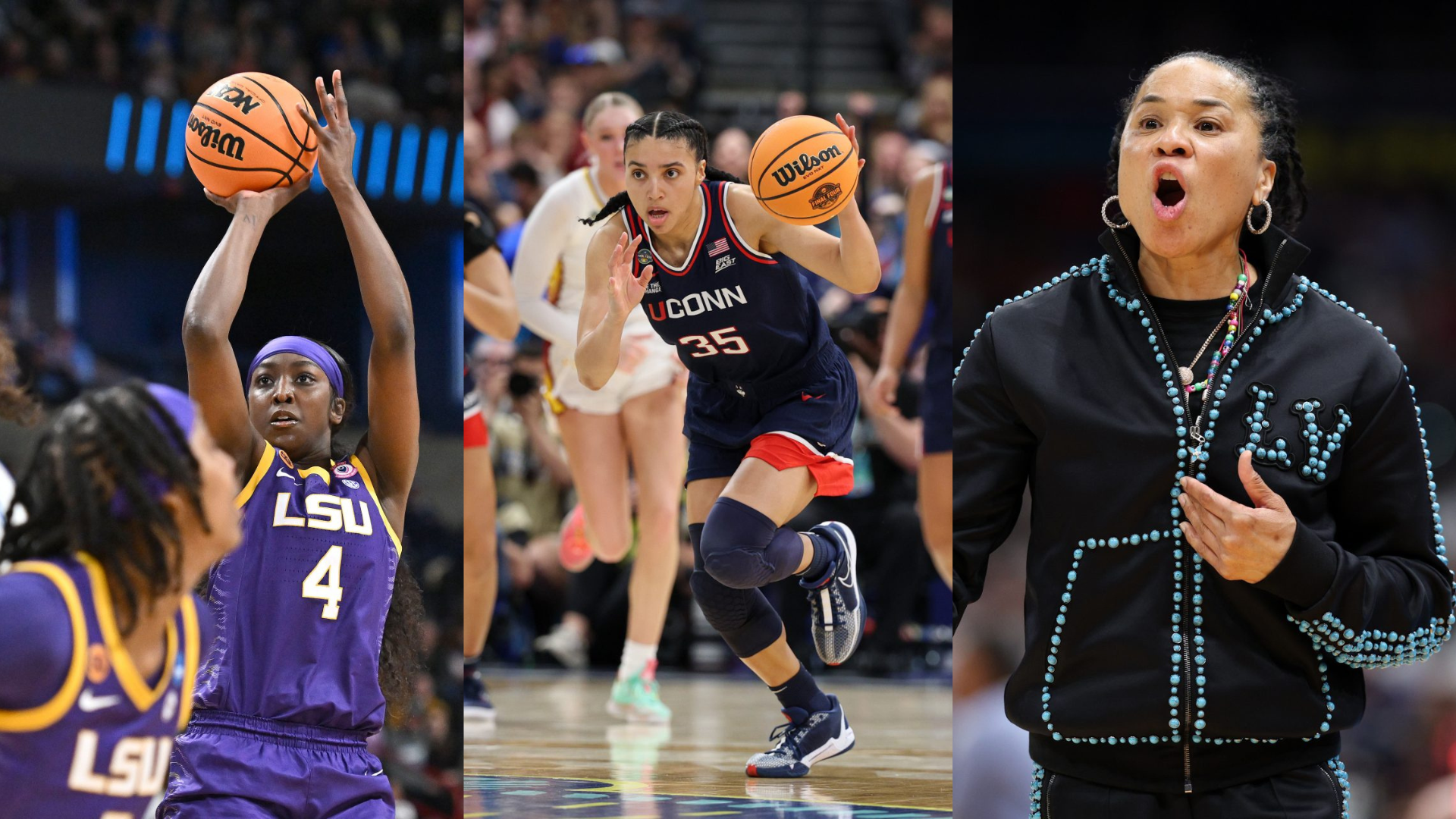 LSU Tigers, UConn Huskies and South Carolina Gamecocks. - Source: Imagn