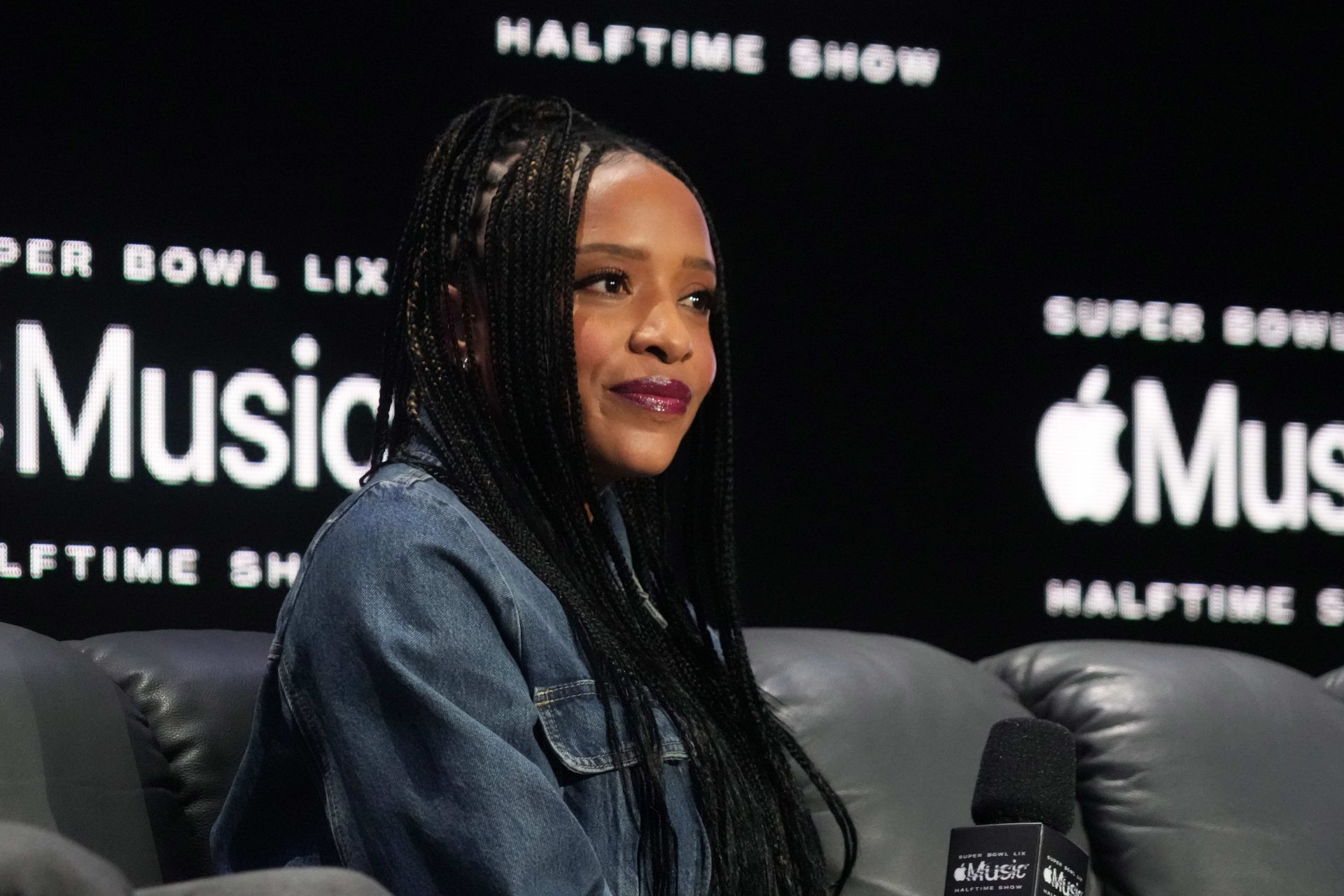 Apple Music host Nadeska Alexis during a press conference for the Super Bowl LIX Halftime Show at Media Center.