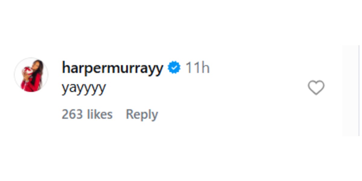 Harper Murray's comment on Huskers' post : (Image via Instagram/ @huskervb)