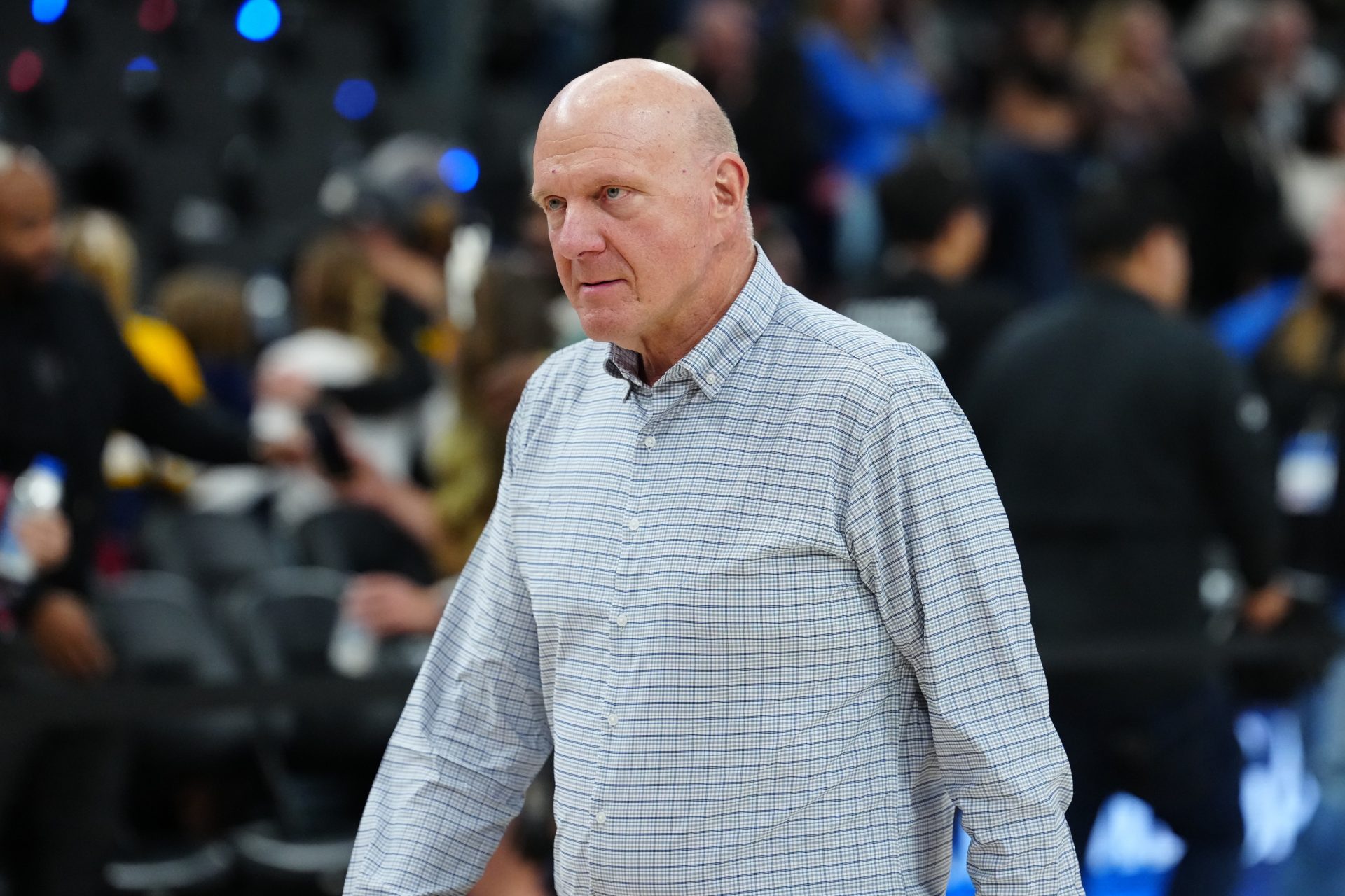 LA Clippers owner Steve Ballmer reacts after the game against the Indiana Pacers at Intuit Dome - Source: Imagn Images