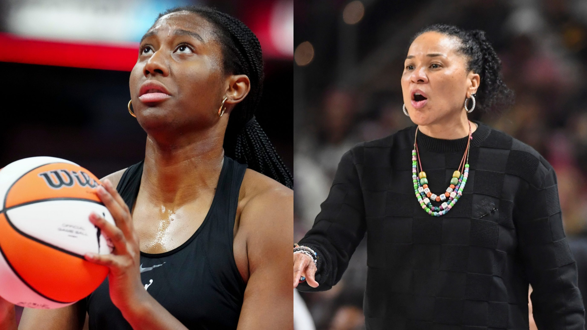 Aliyah Boston and Dawn Staley. - Source: Imagn
