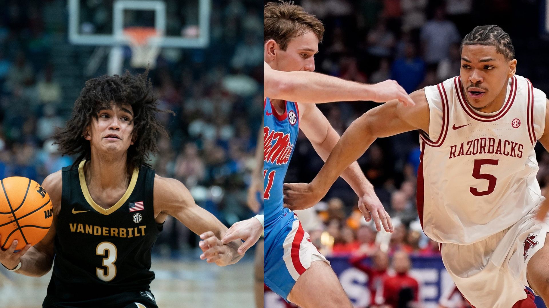 Image 1: Tyler Tanner -  Vanderbilt vs. Florida - Source: Imagn.
Image 2: Darius Acuff Jr. - Arkansas vs. Ole Miss - Source: Imagn.