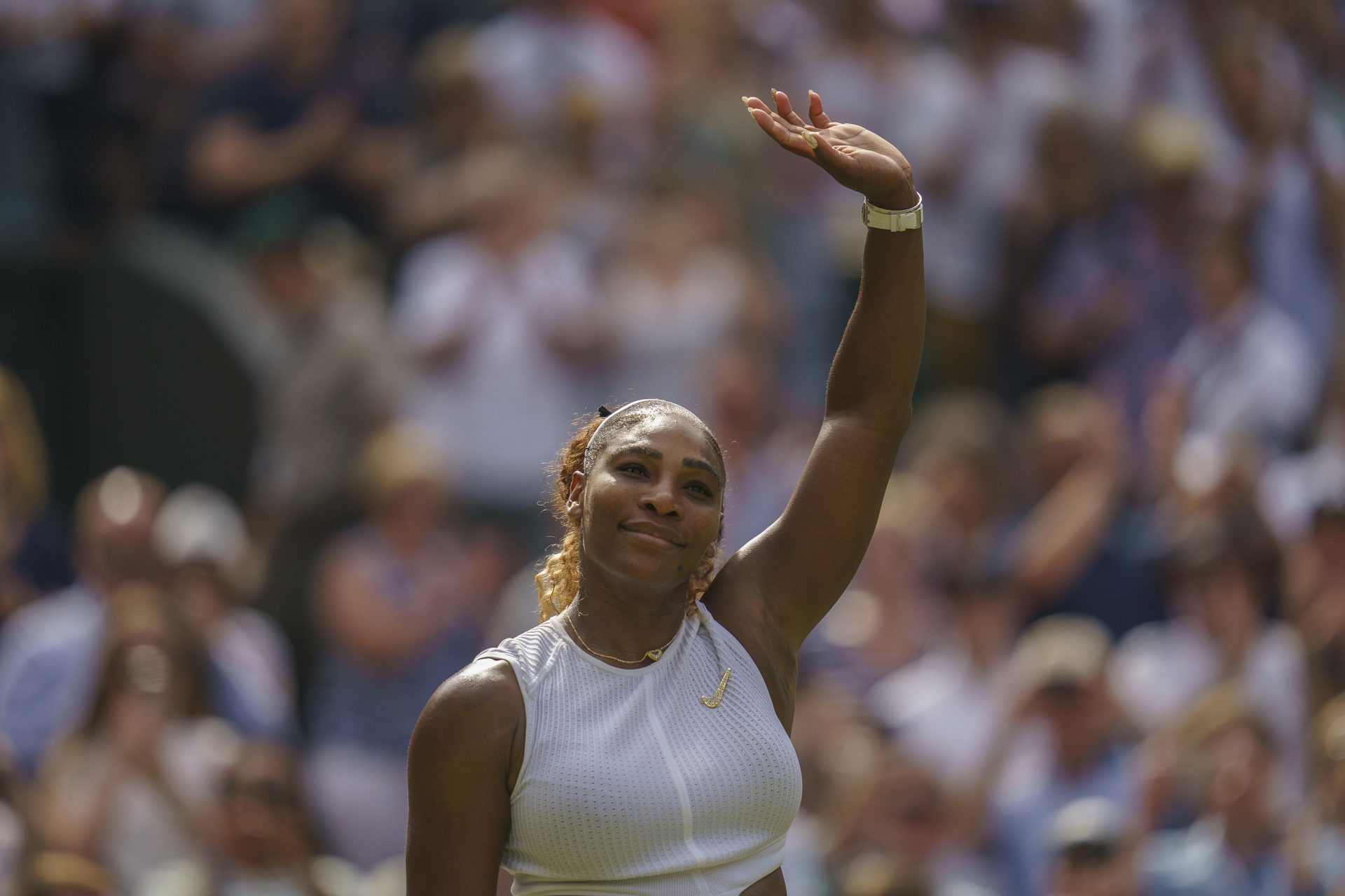 Serena Williams (USA) celebrates match point during her match against Barbora Strycova (CZE) on day 10 at the All England Lawn and Croquet Club - Source: Imagn