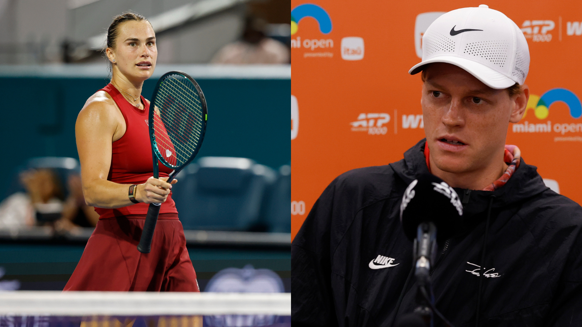 Aryna Sabalenka (L) and Jannik Sinner - Miami Open | Source: Imagn