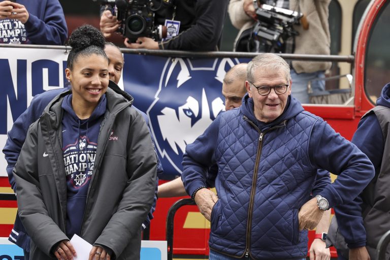 Azzi Fudd & Geno Auriemma - Source: Imagn Images