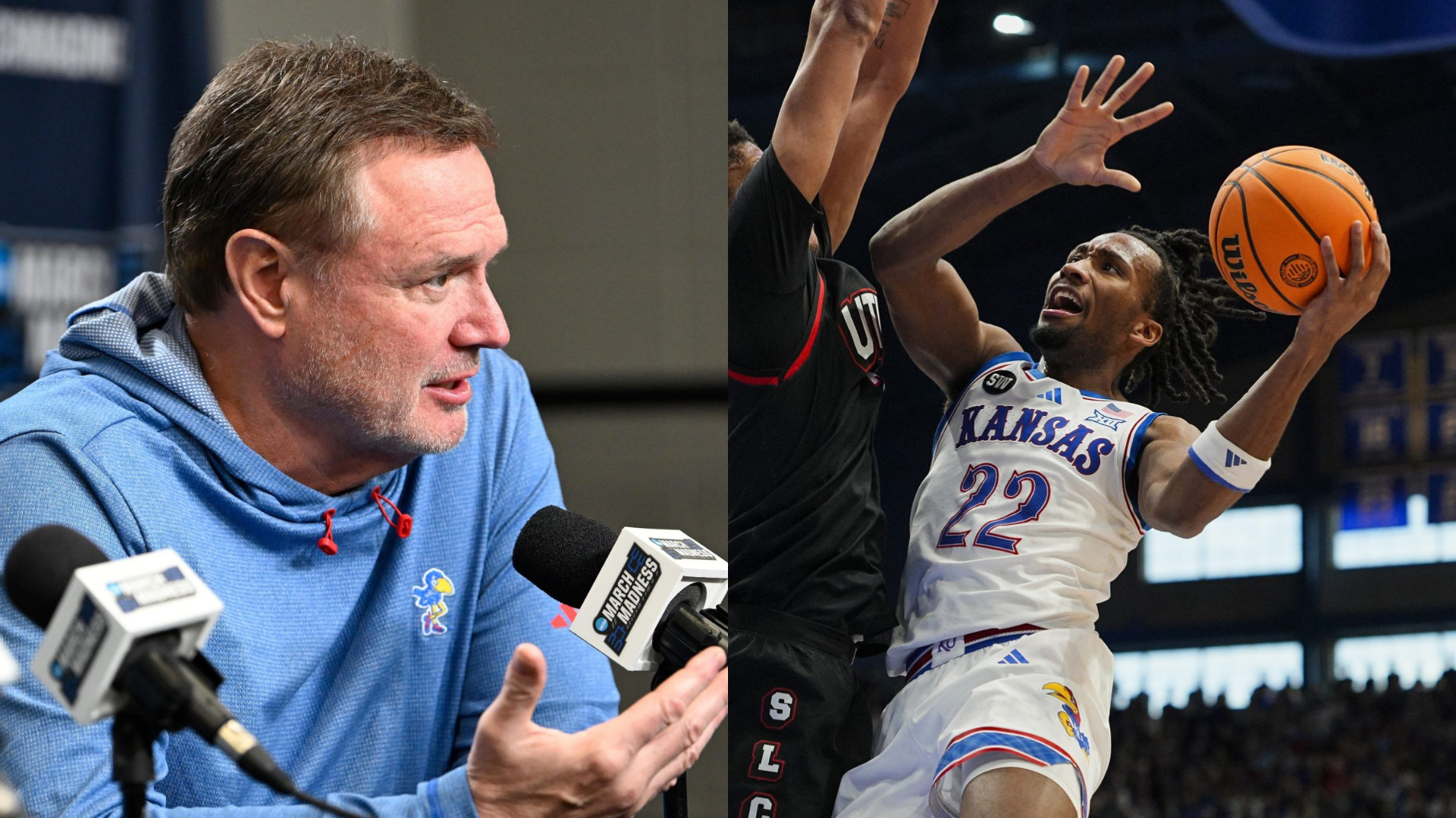 Bill Self and Darryn Peterson. - Source: Imagn