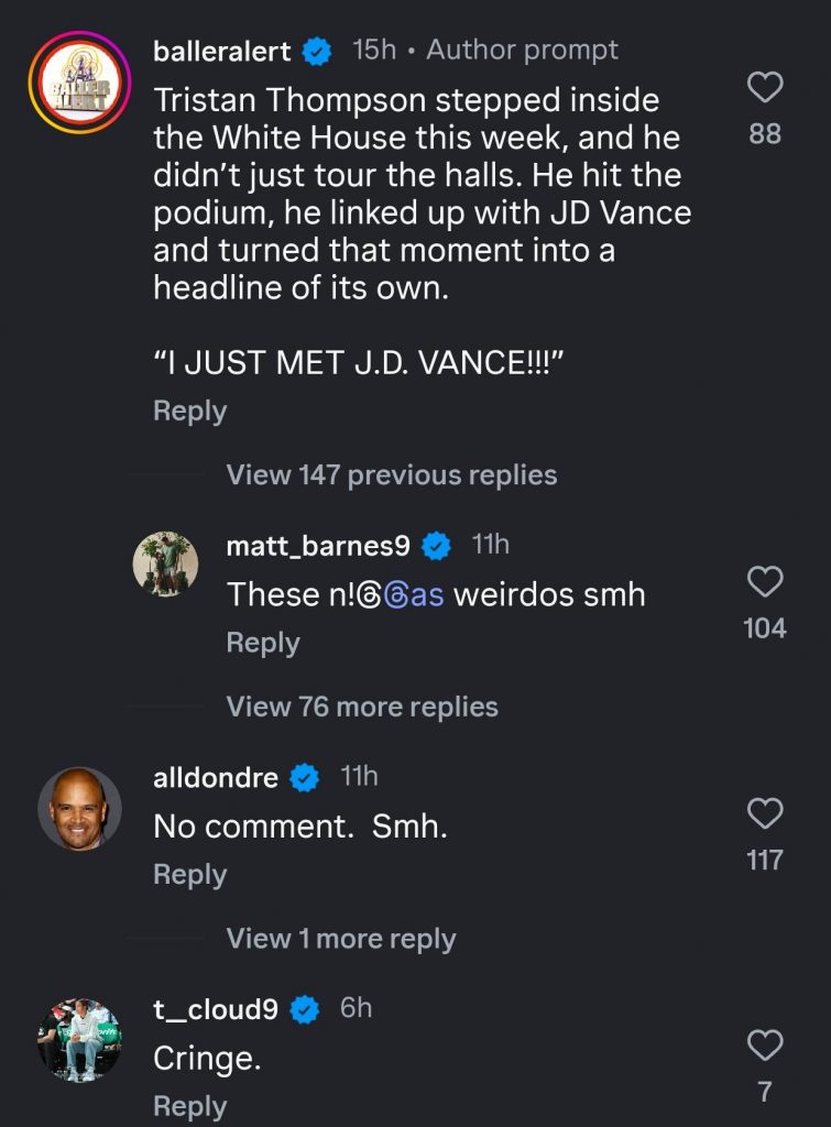 Matt Barnes, Dondre Whitfield and Natasha Cloud criticize Tristan Thompson&rsquo;s White House visit
