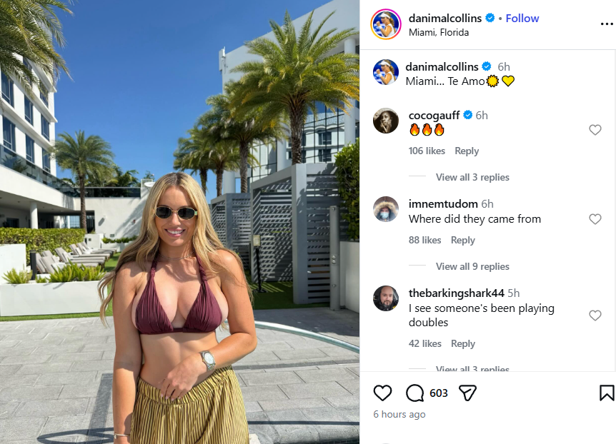 Screenshot of Coco Gauff's comment from the Instagram post