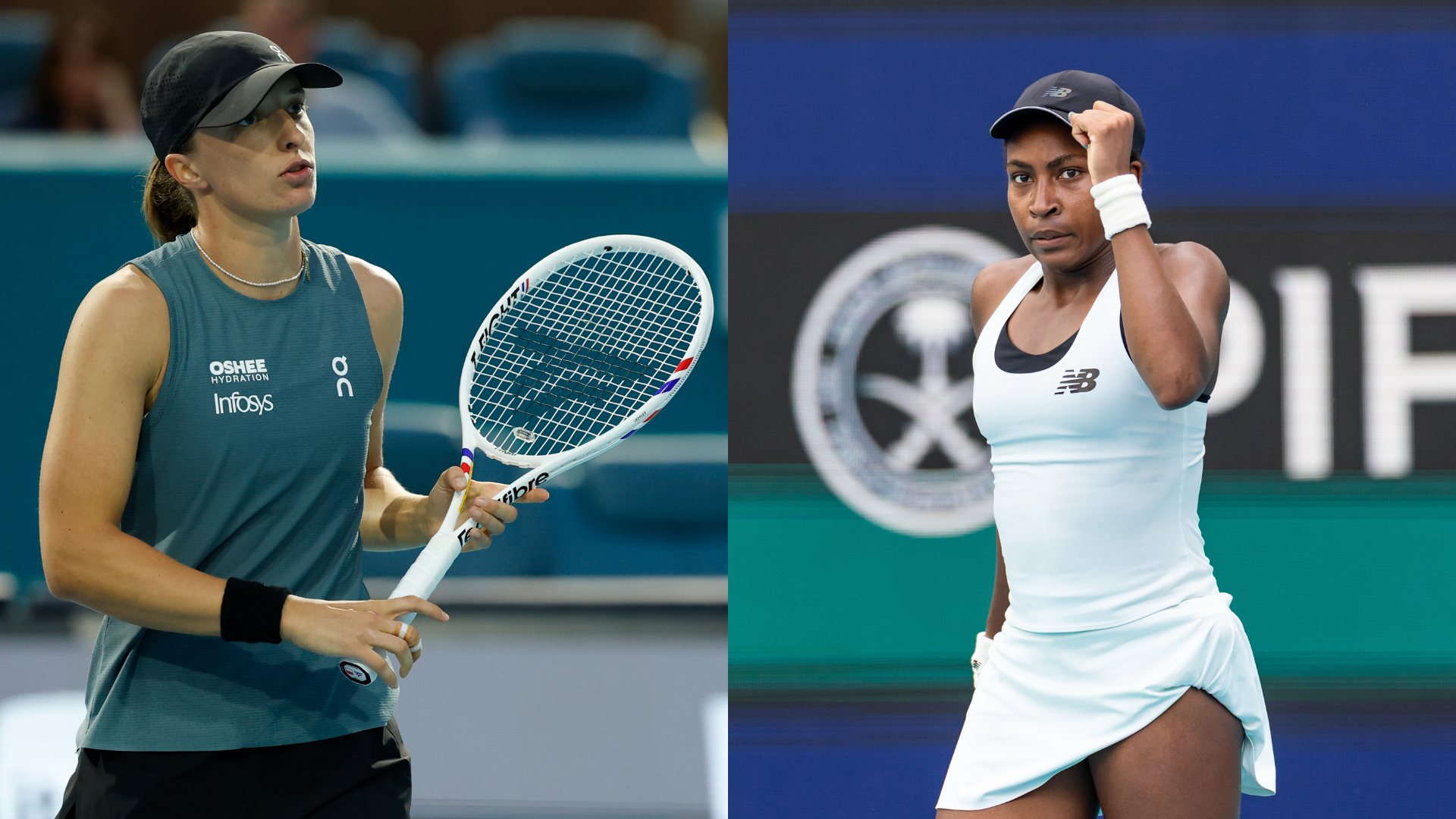 Iga Swiatek (L) and Coco Gauff - Miami Open | Source: Imagn