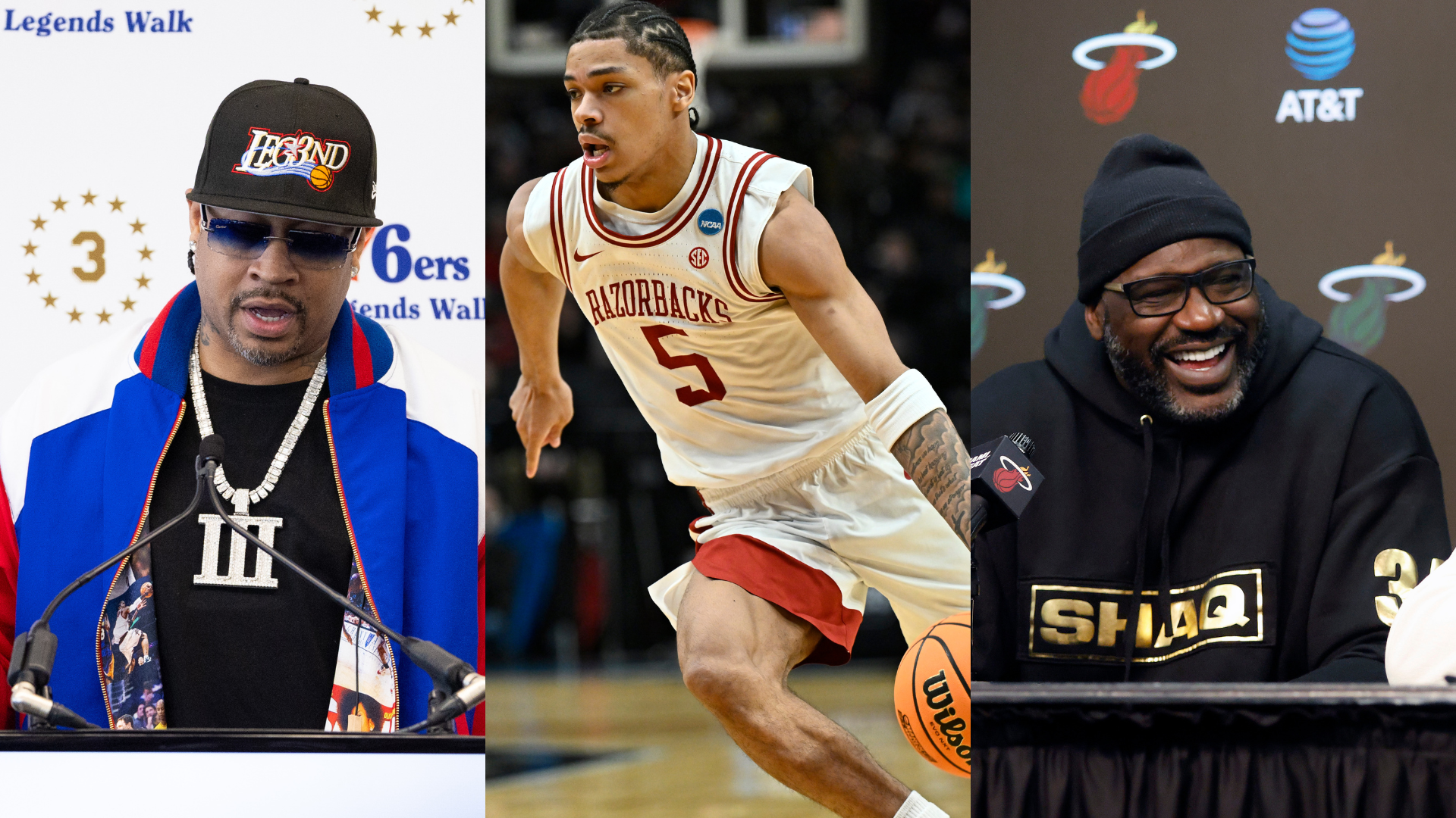 Allen Iverson, Darius Acuff Jr, Shaquille O'Neal - Source: Imagn