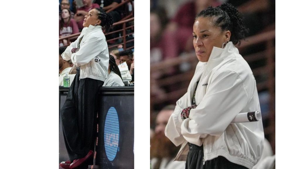 South Carolina Coach Dawn Staley quietly watches her team play University of Southern California Monday, March 23, 2026, during the third quarter NCAA Women's Basketball Tournament at Colonial Life Arena in Columbia, South Carolina. - Source: IMAGN