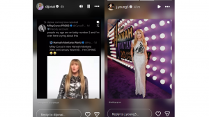 Miley Cyrus appears in both DiJonai Carrington and Jackie Young's IG stories. 