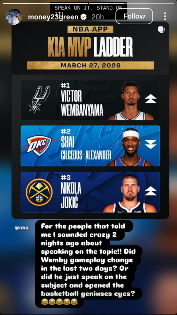 Draymond Green&rsquo;s Instagram story