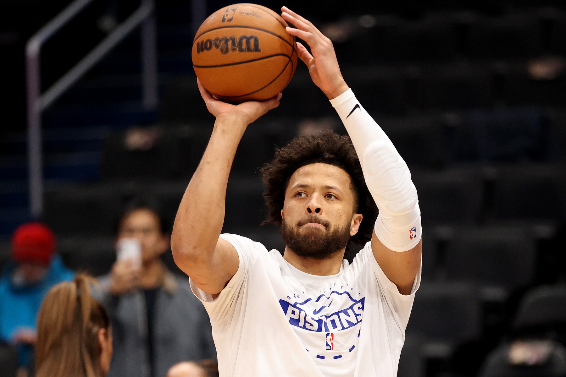 Detroit Pistons guard Cade Cunningham (2) takes a shot before a game against the Washington Wizards at Capital One Arena - Source: Imagn Images