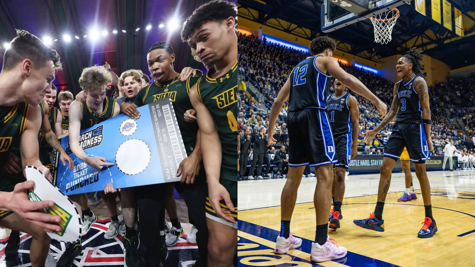 Duke Blue Devils vs. Siena Saints. - Images via Instagram/@sienambb& Instagram/@dukembb on