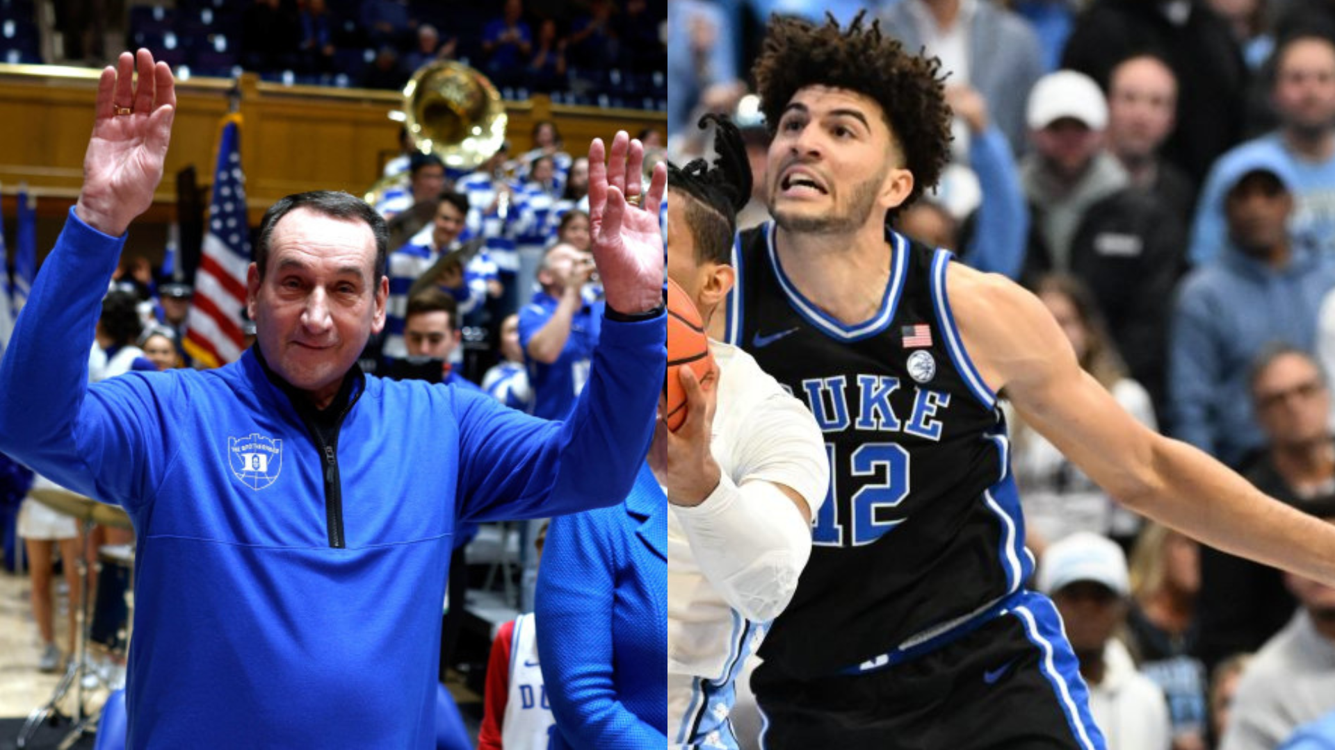 Mike Krzyzewski and Cameron Boozer. - Source: Imagn