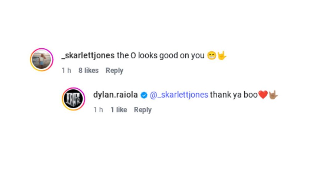 Dylan Raiola's GF Skarlett Jones commented under his photodump (Image via Instagram/@dylan.raiola)