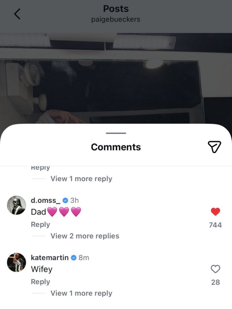 Kate Martin&rsquo;s comment on Instagram