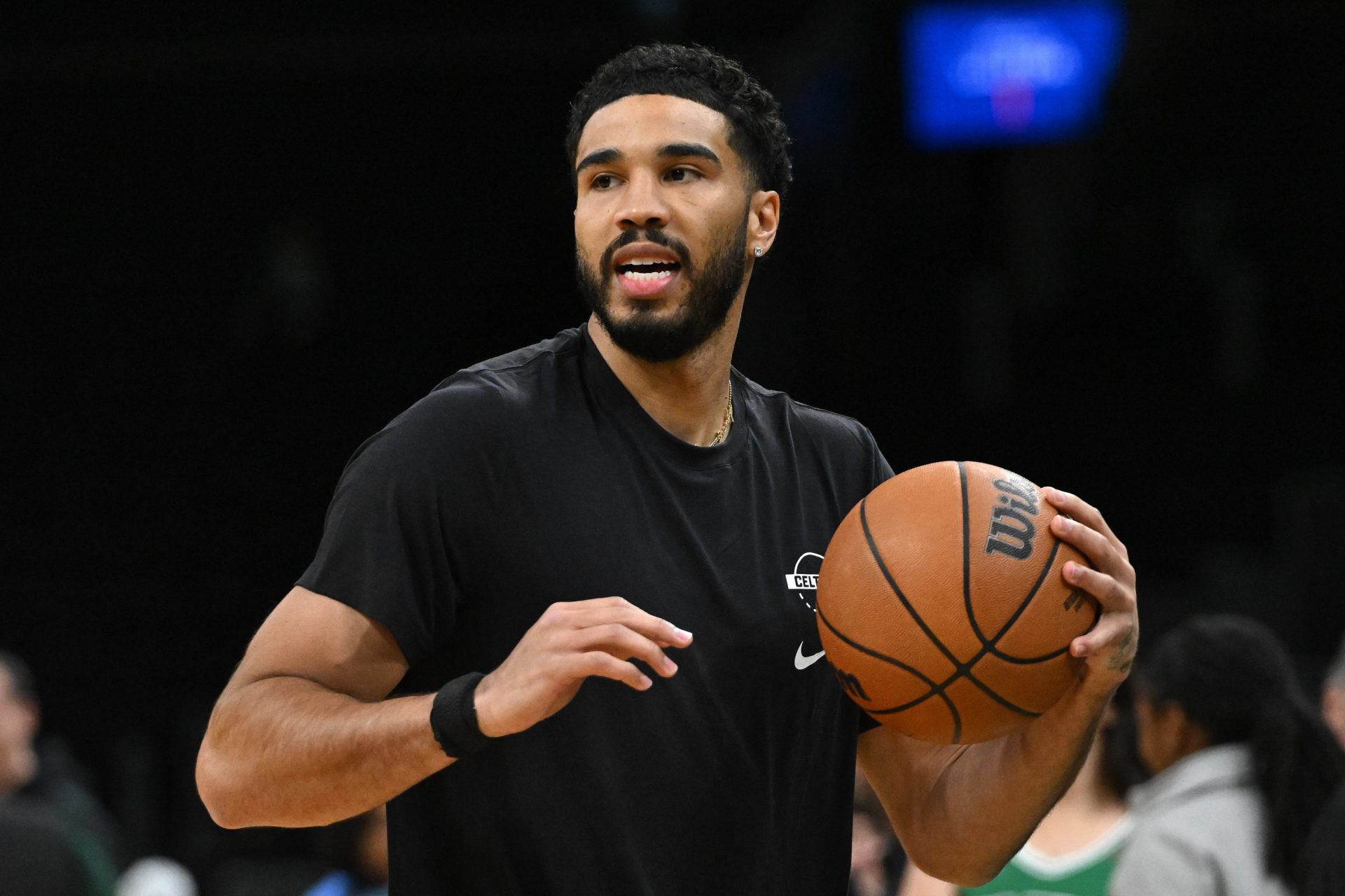 Boston Celtics forward Jayson Tatum (0) during warmups before a game against the Washington Wizards at the TD Garden. - Source: Imagn