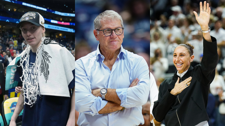 Paige Bueckers, Geno Auriemma, Diana Taurasi - Source: Imagn