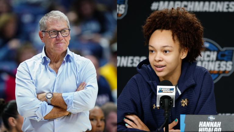 Geno Auriemma, Hannah Hidalgo - Source: Imagn